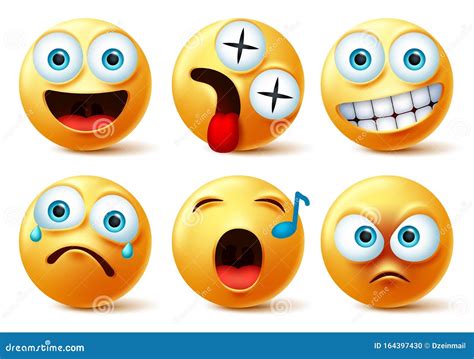 Smiley Emoji Face Vector Set Smileys Emojis Or Emoticon Cute Faces