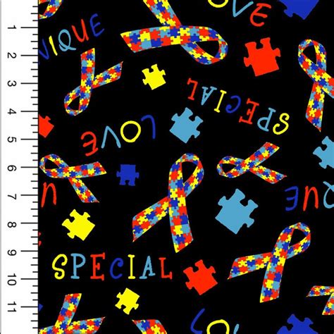 Autism Awareness Knit Fabric Autism Fabric Ribbon Autism Puzzle Piece