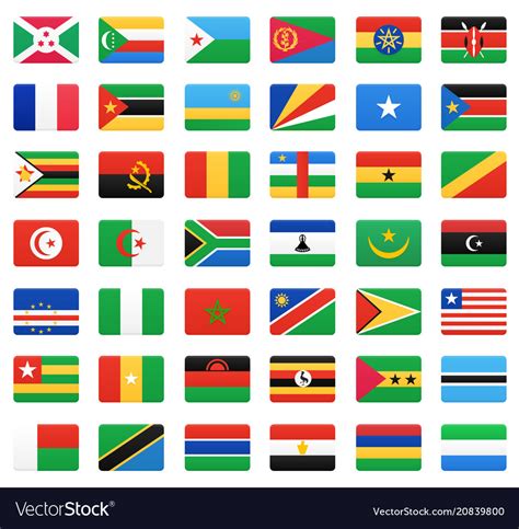 African Countries Flags Icons Set Royalty Free Vector Image