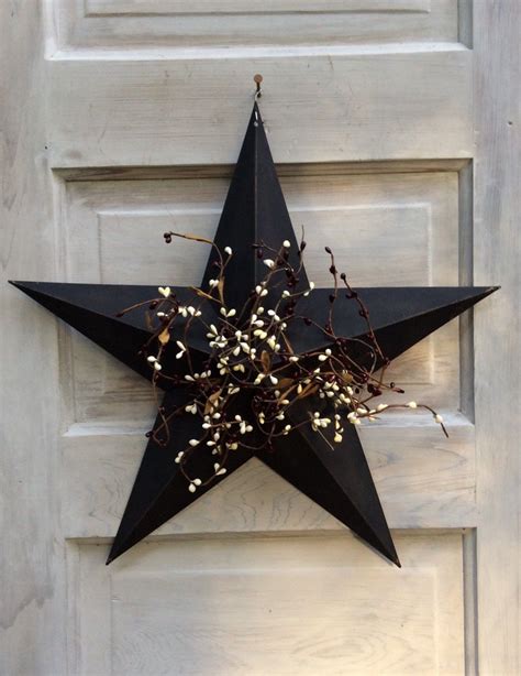 Rustic Star With Pip Berries Country Star Decor Metal Star Etsy