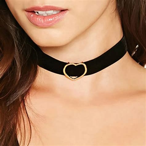Simple Black Love Heart Choker Necklace Women Bijoux Fashion Jewelry