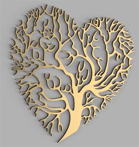 Laser Cut Heart Tree Wall Decor Cdr File Free Download Vectors File