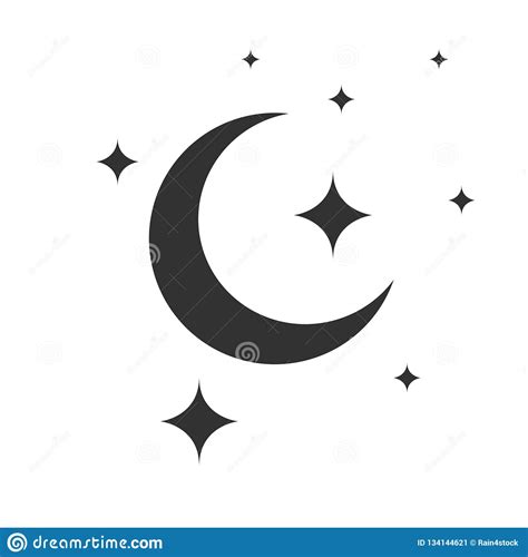 Moon And Stars Vector Icon Modern Flat Symbol Isolated On White