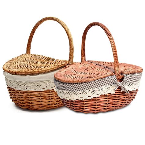 Hand Made Wicker Basket Wicker Camping Picnic Basket Shopping Storage