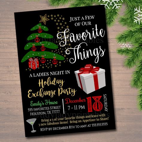 Christmas Favorite Things T Exchange Party Invitation Etsy