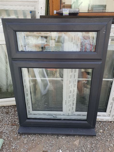 New Anthracite Grey On White Upvc Window 90cm W X 117cm H In Bridgend