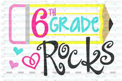 6th Grade Rocks Pencil Svg Teacher Svg Back To School Cut Etsy