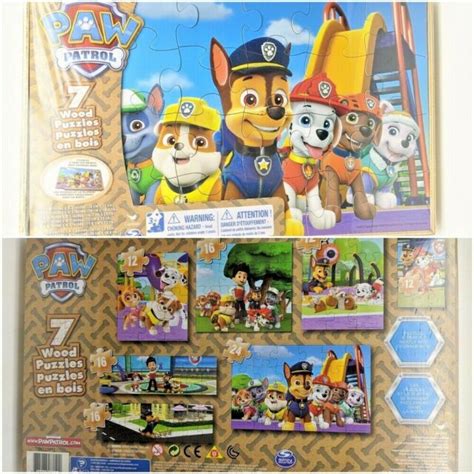 7 Puzzle Set Nickelodeon Paw Patrol Jigsaw Puzzles W Wood Storage