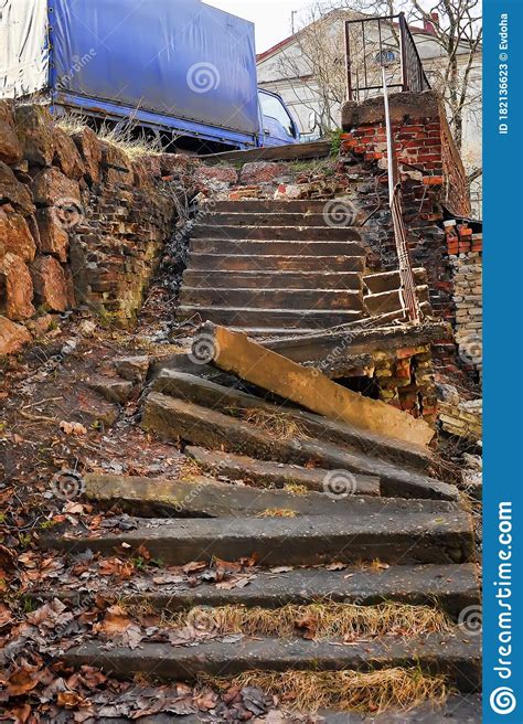 Old Ruined Stone Staircase Stock Image Image Of Historical 182136623