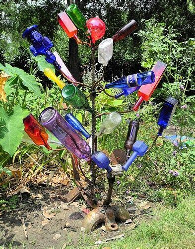 Wine Bottle Art Recycled Garden Art Yard Art Garden Art