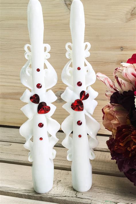 White Taper Candles With Hearts Valentines Day Candles Diy