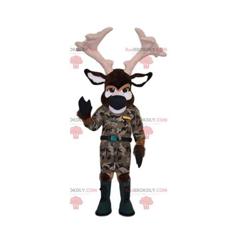 Brown Deer Mascot In Camouflage Deer Costume Sizes L 175 180cm