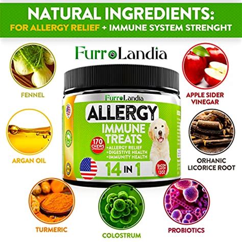 Furrolandia Dog Allergy Relief Chews Omega 3 Salmon Fish Oil