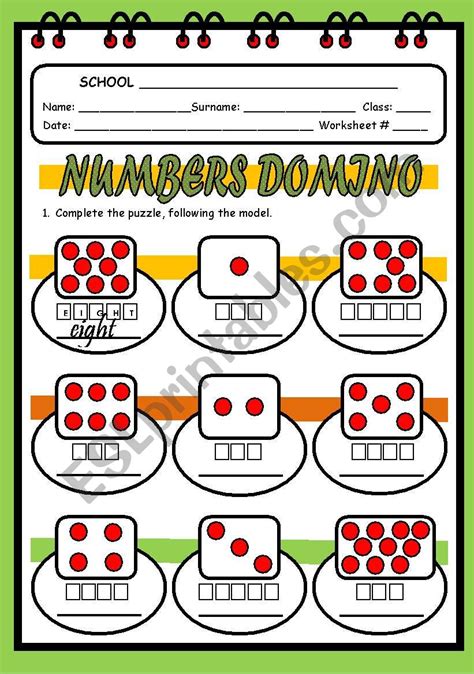 Numbers Domino Esl Worksheet By Evelinamaria