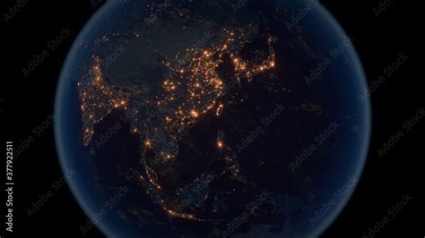 Far East The Night View Of City Lights Eastern Asia Planet Earth