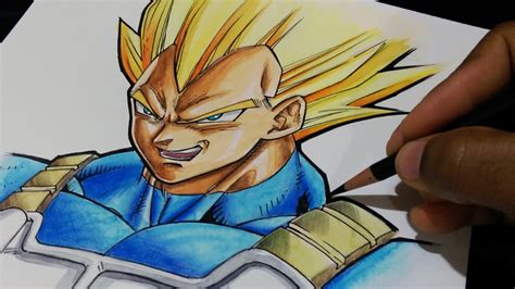 Dragon Ball Drawing With Color - Drawing Vegeta Super Saiyan - Dragon Ball Z - YouTube