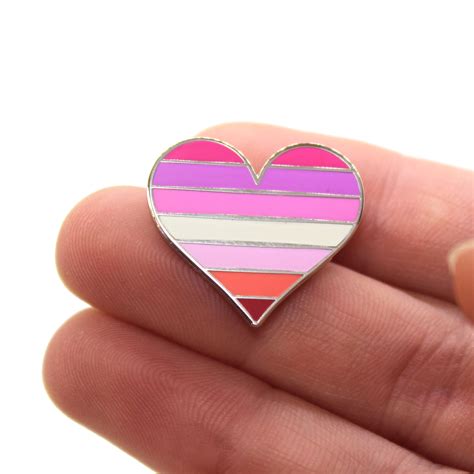Lesbian Flag Heart Enamel Pin Compoco