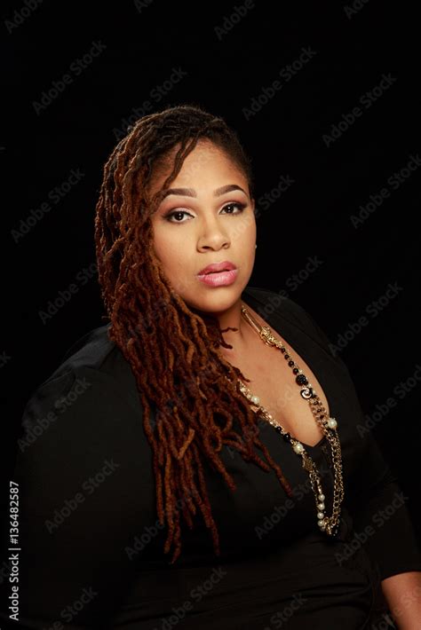 Plus Size African American BBW Woman Posing In The Studio Stock Photo