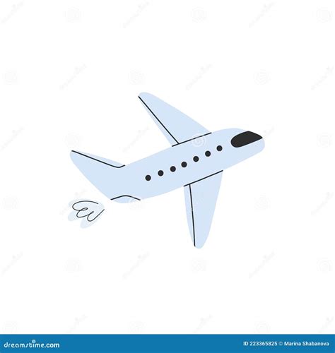 Flying Airplane Isolated On White Background Cartoon Vector