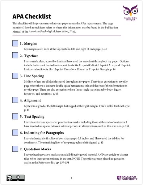 Apa Format Checklist Docx Docx Gambaran