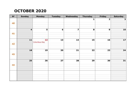Fillable Calendar For October 2020 Calendar Template Excel Calendar