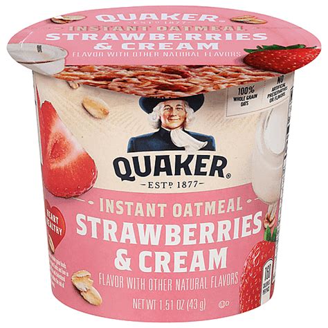 Quaker Instant Oatmeal Strawberries And Cream 151 Oz Oatmeal And Hot