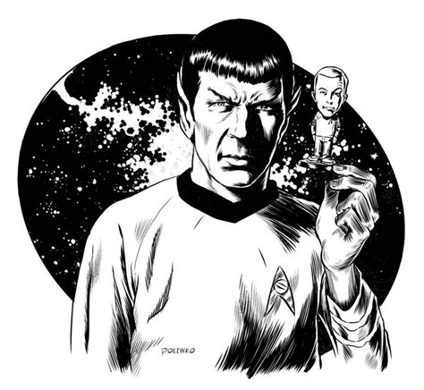 Spock Star Trek By Nik Poliwko White Ink Black And White Space Ghost Casting Pics Spock