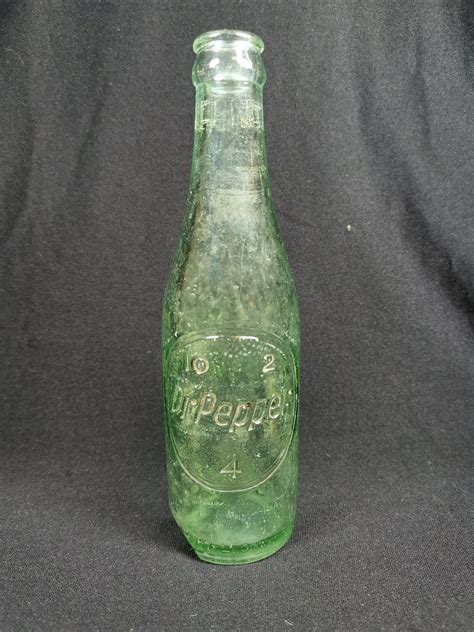 Vintage Dr Pepper Bottle Light Green Glass 10 2 4 Rare Etsy