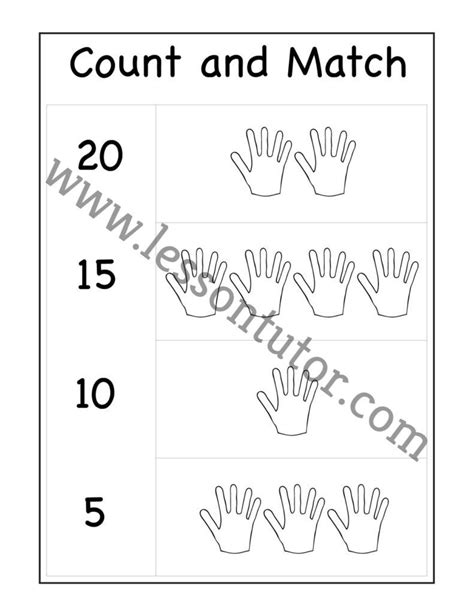 Count And Match Numbers 1 20 Worksheet Kindergarten Lesson Tutor