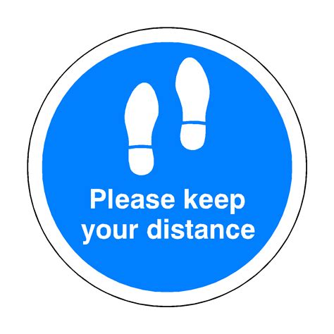 Please Keep Your Distance Floor Sticker Blue Safety Uk