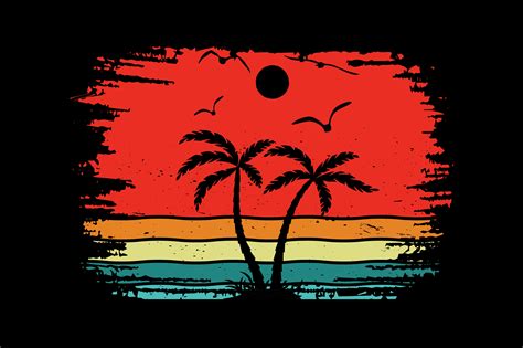 Retro Vintage Sunset Summer Sunset Graphic By T Shirt Design Bundle