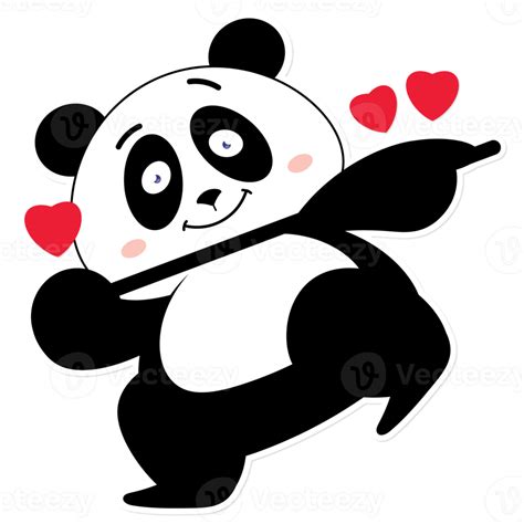 Panda Love Valentine Cartoon Cute 17189096 Png