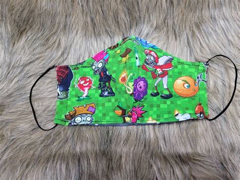 Plants Vs Zombies Face Mask Curved Face Mask Video Game Face Etsy