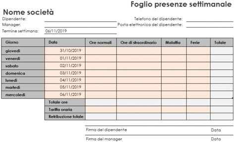 Karu Merda Pantaloni Fac Simile Foglio Presenze Mensili Dipendenti