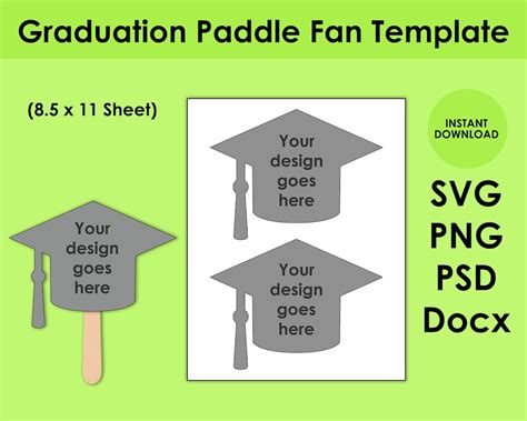 Graduation Paddle Fan Template 85x11 Sheet Svg Png Psd And Etsy