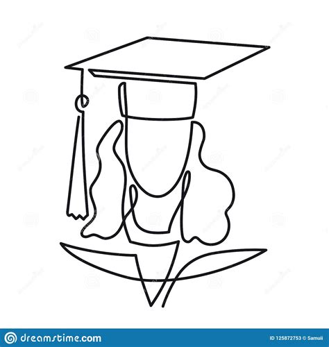 Continuous Line Drawing Of Graduation Student Vector One Line Art Icon