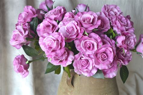 Lavender Roses Real Touch Roses Single Stems For Silk Bridal