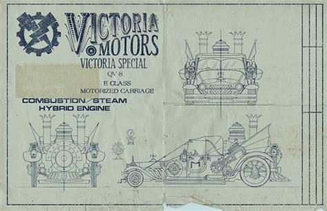 Steampunk Vehicle Blueprint Steampunk Vehicle Car And Motorcycle