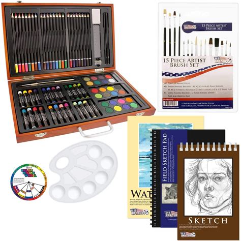 Us Art Supply 82 Piece Deluxe Art Creativity Set In Wooden Case With Bonus 20 Additional Pieces