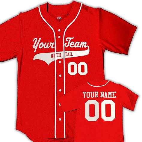 Custom Baseball Jersey With Piping Full Button Down Scarlet Etsy In