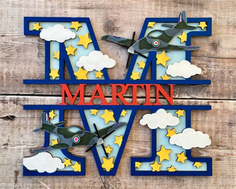 Custom Spitfire Airplane Letter Plane Cut Out Layered Decorated
