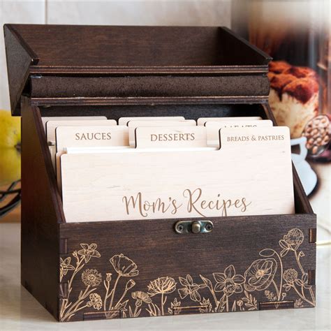 Personalized Recipe Box With Wooden Dividers T For Mom Etsy