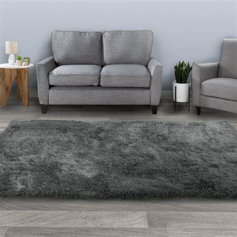 Shag Area Rug 8x10 Plush Gray Throw Carpet Modern Design By Somerset