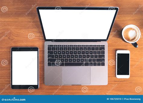 Mockup Image Of Hands Typing On Laptop Keyboard With Blank White Screen