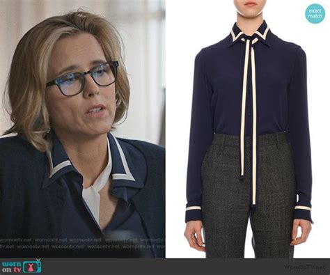 Elizabeth’s Navy Contrast Blouse On Madam Secretary Madam Secretary Contrast Blouse Fashion
