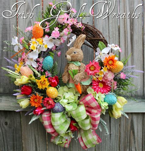 Sisal Bunny Easter Garden Wreath Custom For Flor Easter Garden