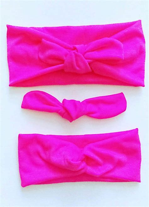 Signature Knotted Headbands In Hot Pink For Mom And Daughter Etsy
