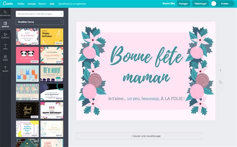 Comme la carte avec des ballons, il suffit de cliquer sur l'image pour ouvrir une nouvelle page permettant d'imprimer. Carte de Bonne fête gratuite à imprimer (+300 modèles) - Canva