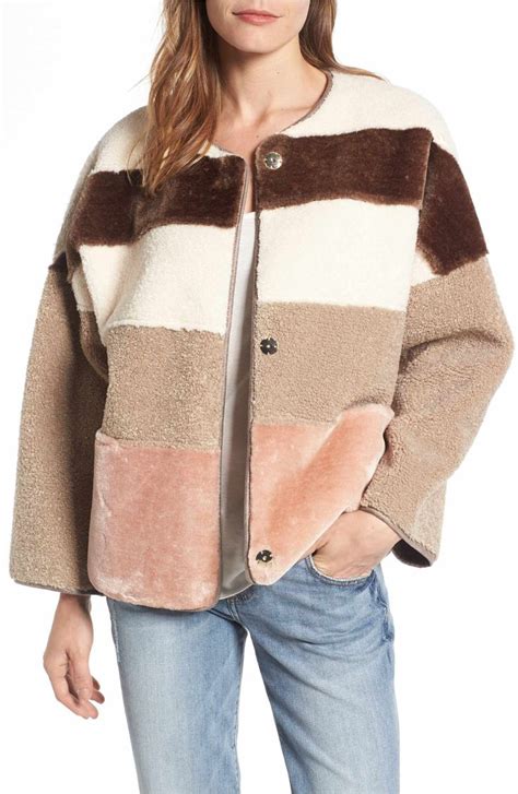 Eliza J Faux Shearling And Faux Fur Colorblock Jacket Nordstrom Color