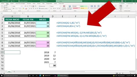 Calcular Los Meses Transcurridos Con Dos Fechas Cualquieras En Excel